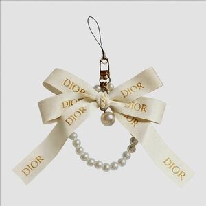 Dior Faux Pearl Cream And Gold Keychain Bag Charm NEW GWP